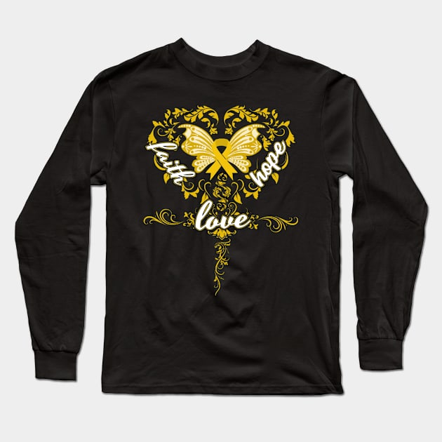 Endometriosis Awareness Faith Hope Love Butterfly Ribbon, In This Family No One Fights Alone Long Sleeve T-Shirt by DAN LE